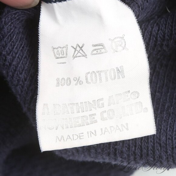 BAPE A Bathing Ape Woman Blue Thermal Sweater Argyle Japan M Streetwear RARE - Picture 5 of 5